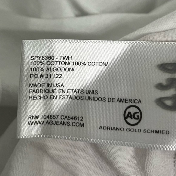 AG ADRIANO GOLDSCHMIED | white scoop-neck short sleeve 100%  cotton tshir… - Picture 7 of 8